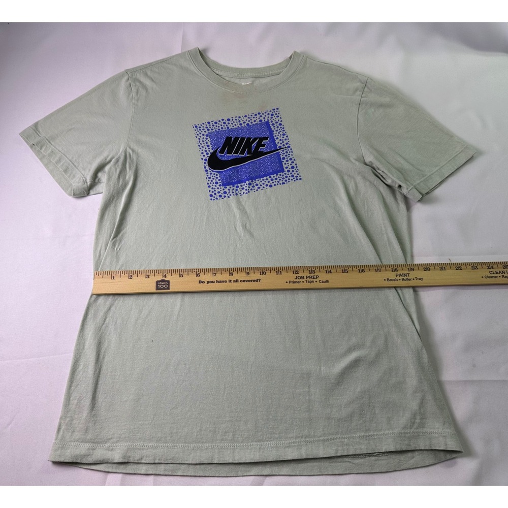 Nike Graphic T Shirt Mens Medium Sage Green Blue Safari Print Distressed Stained - Picture 6 of 7
